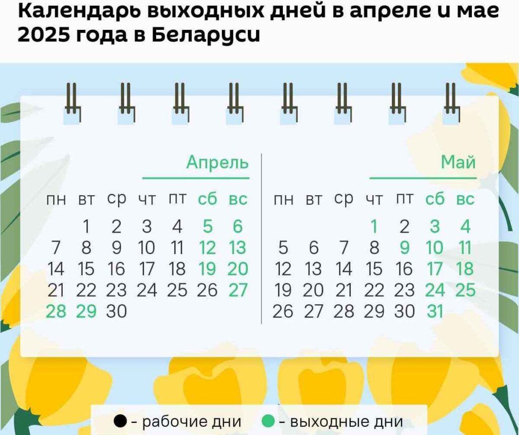 Как белорусы будут отдыхать на Радуницу и майские праздники